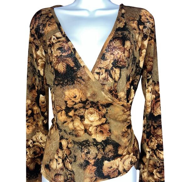 Karen Kane Tops - Karen Kane Lifestyle 90s Romcom Y2K Brown Floral Whimsical Romantic Boho L